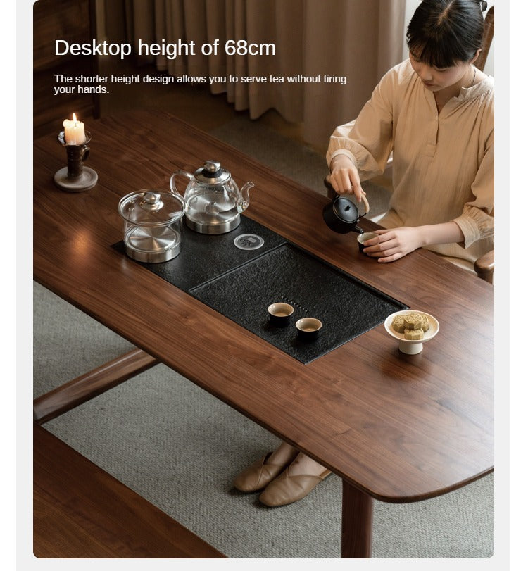 Black Walnut Solid Wood Tea Table Tea Tray Integrated.