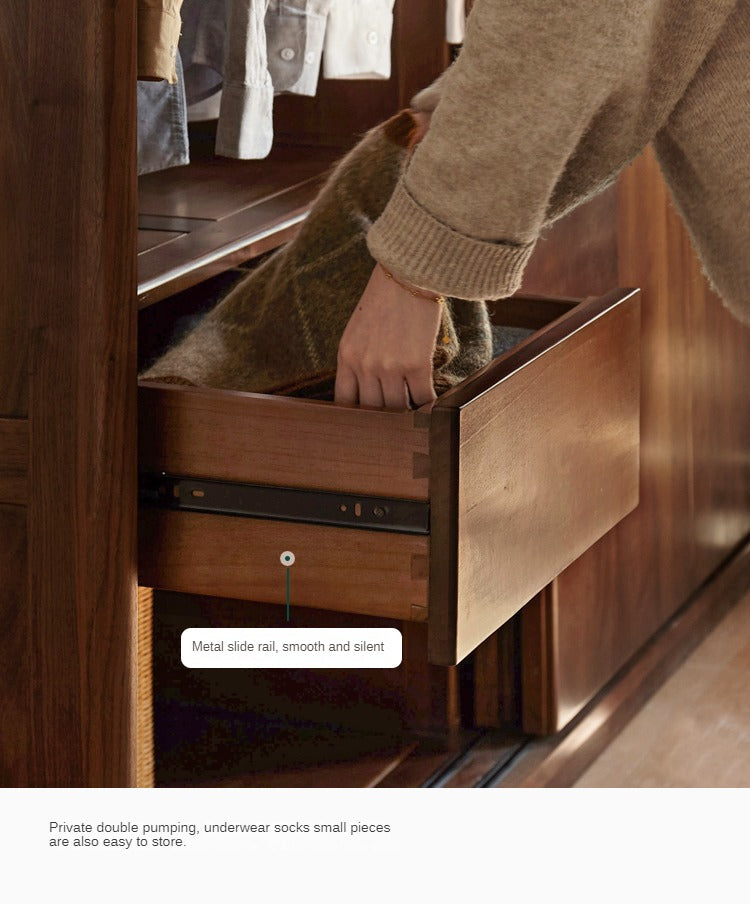 Black Walnut, Sandalwood Sliding Door Wardrobe.
