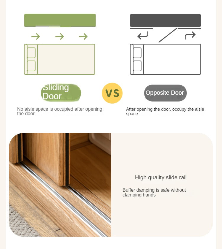 Oak Solid Wood Children's Sliding Door Wardrobe