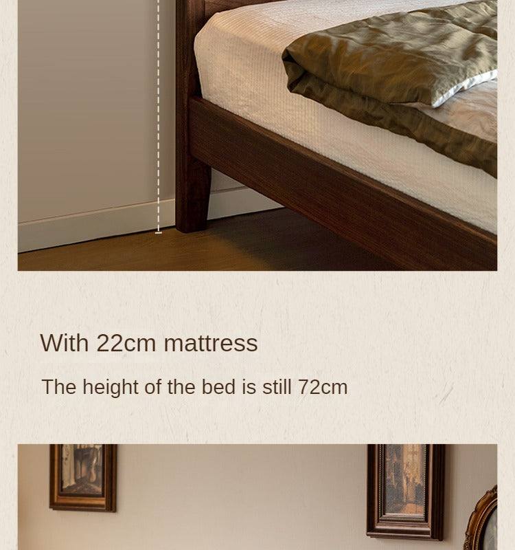 Black walnut solid wood American retro bed