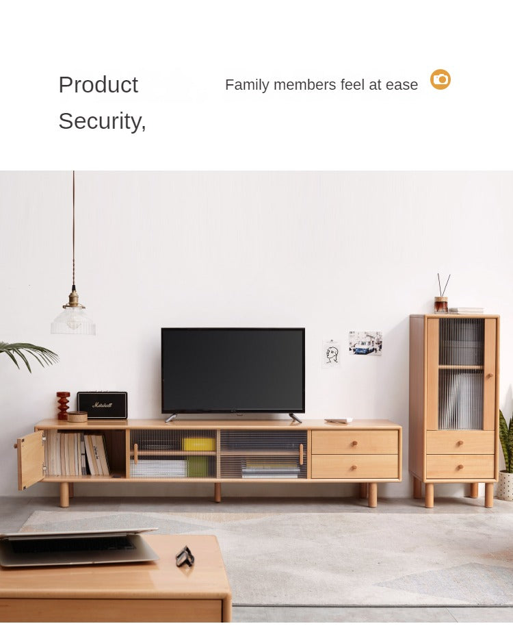 Beech Solid Wood Floor TV Cabinet.