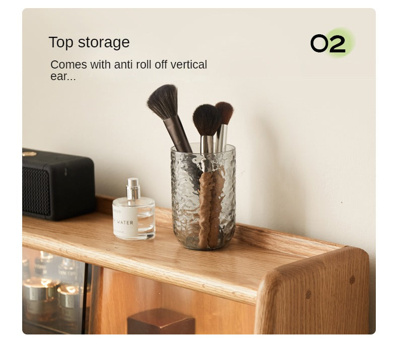 Oak, Ash Solid Wood Vanity Table Shelf Integrated.