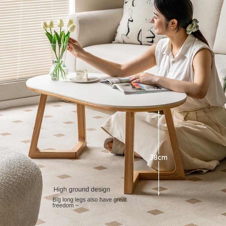 Oak Solid Wood Coffee Table Modern Slate
