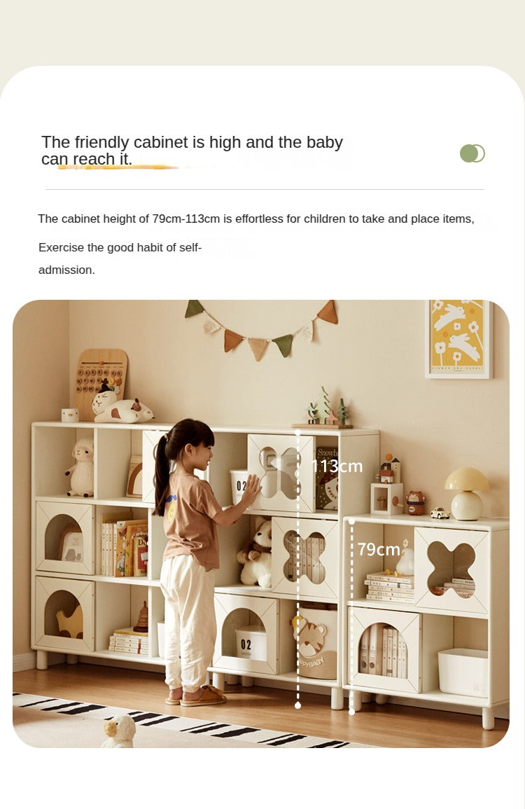 Rubber Solid Wood Modern Cream Style Floor Children's Bookcase