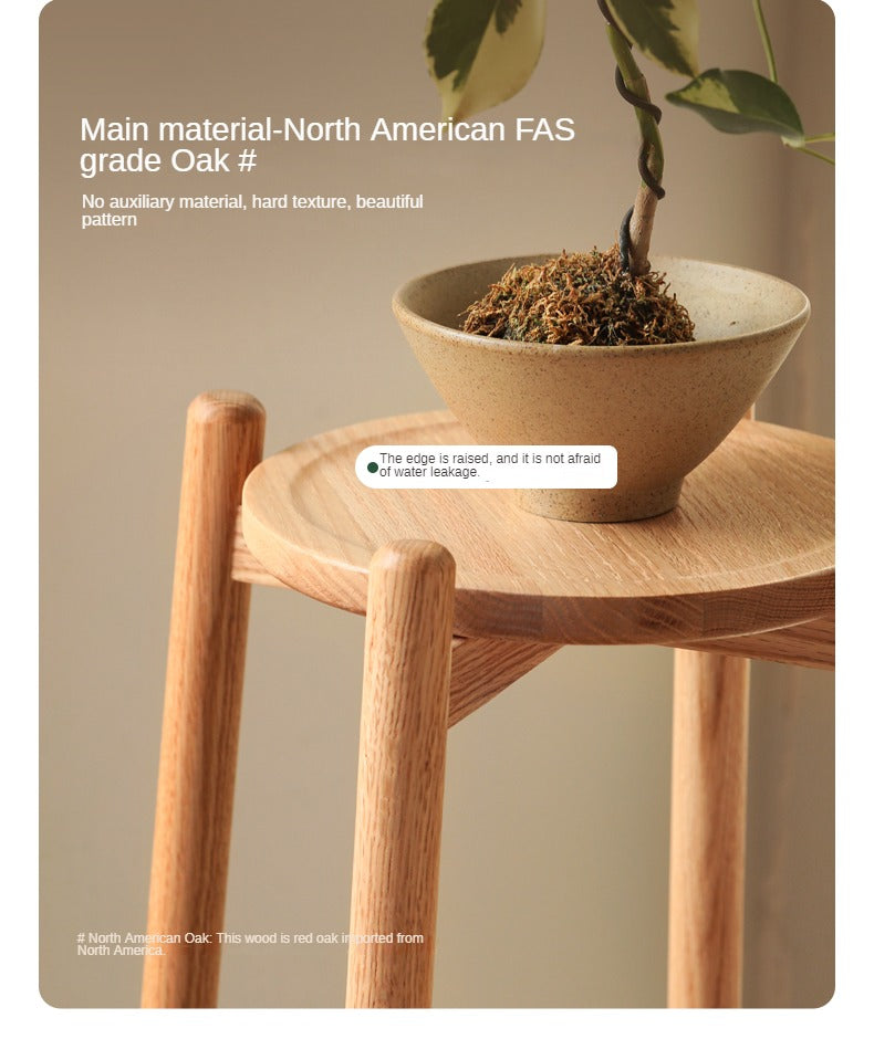 Oak Solid Wood Flower Rack Storage Rack