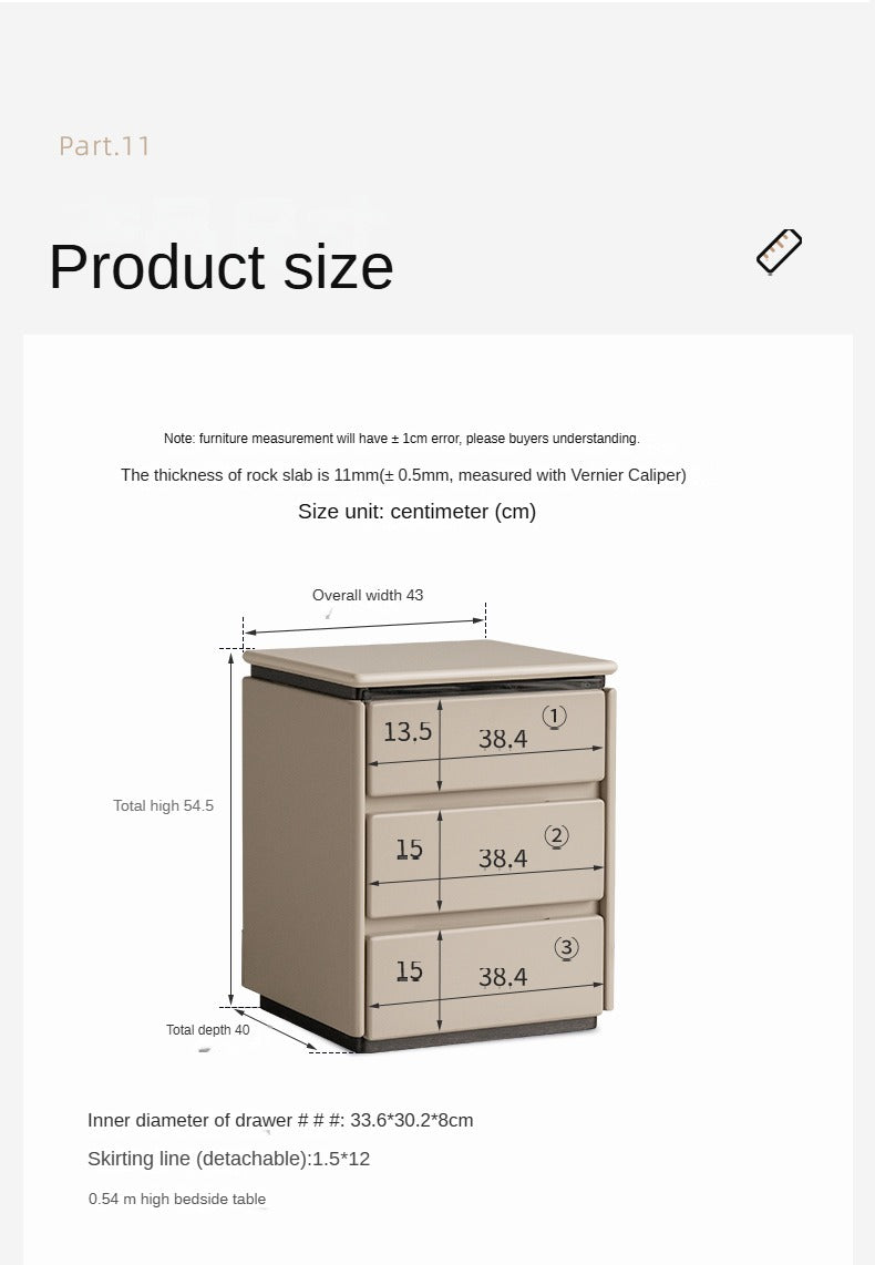 Poplar Solid Wood Gray Light Luxury Nightstand.