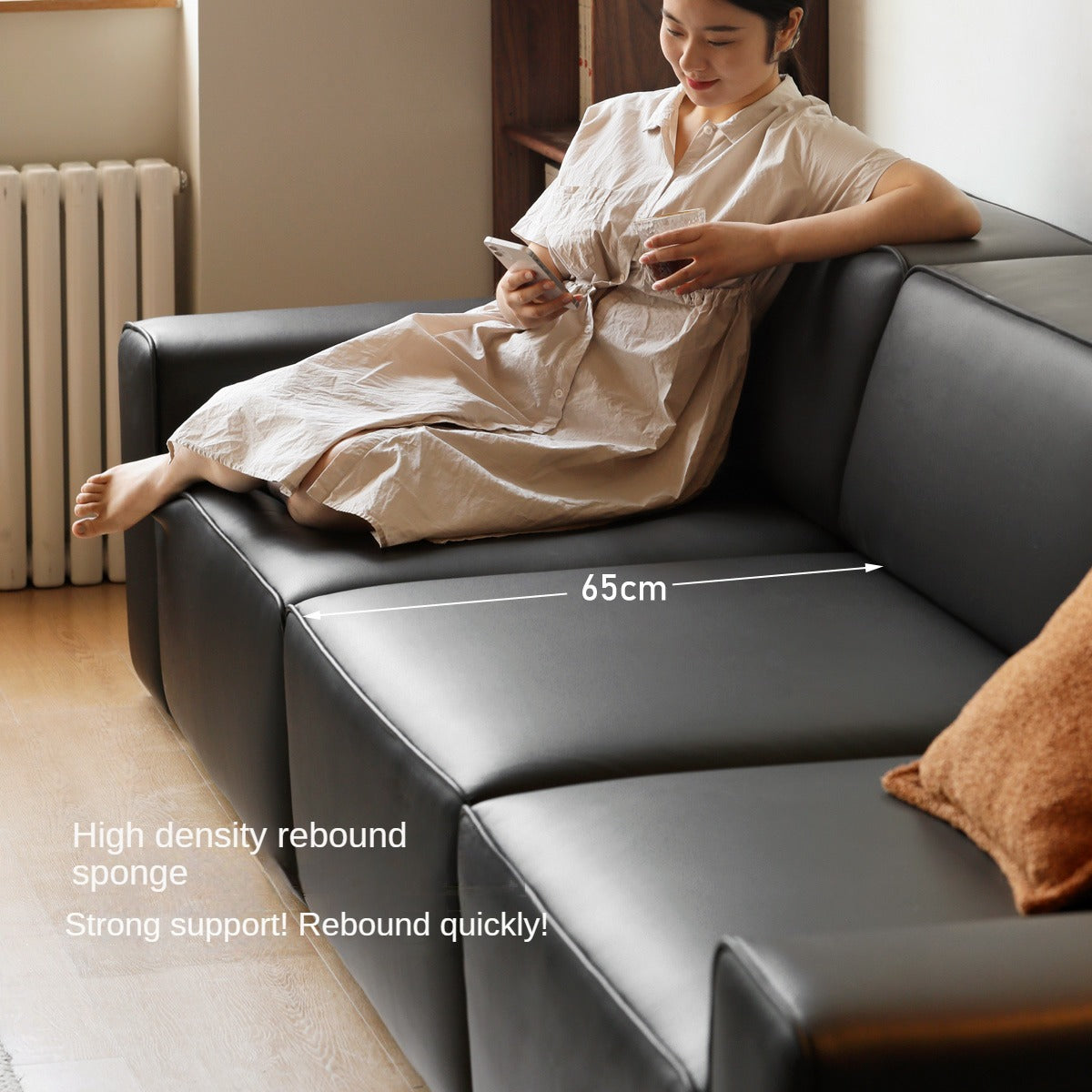 Organic Leather Art Sofa Retractable Bed Big Black Bull Electric Sofa Bed.