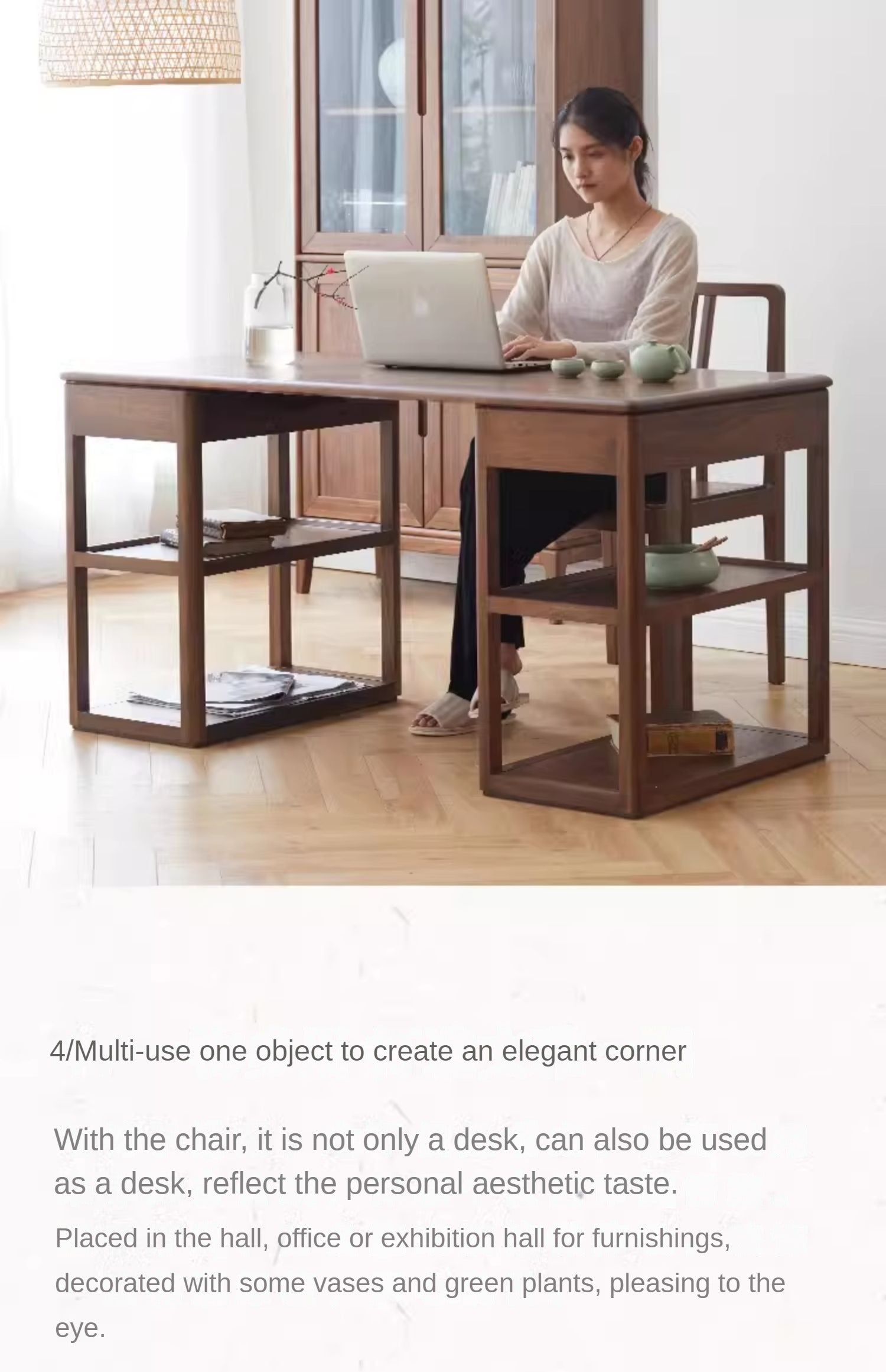 Black Walnut Solid Wood Modern Study Desk