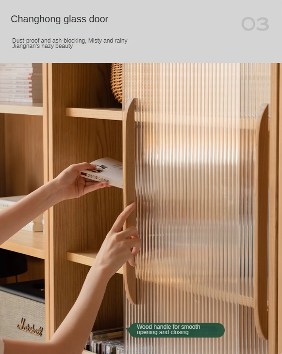 Ash, Oak Solid Wood Modern Combination Bookcase Integrated Card Seat