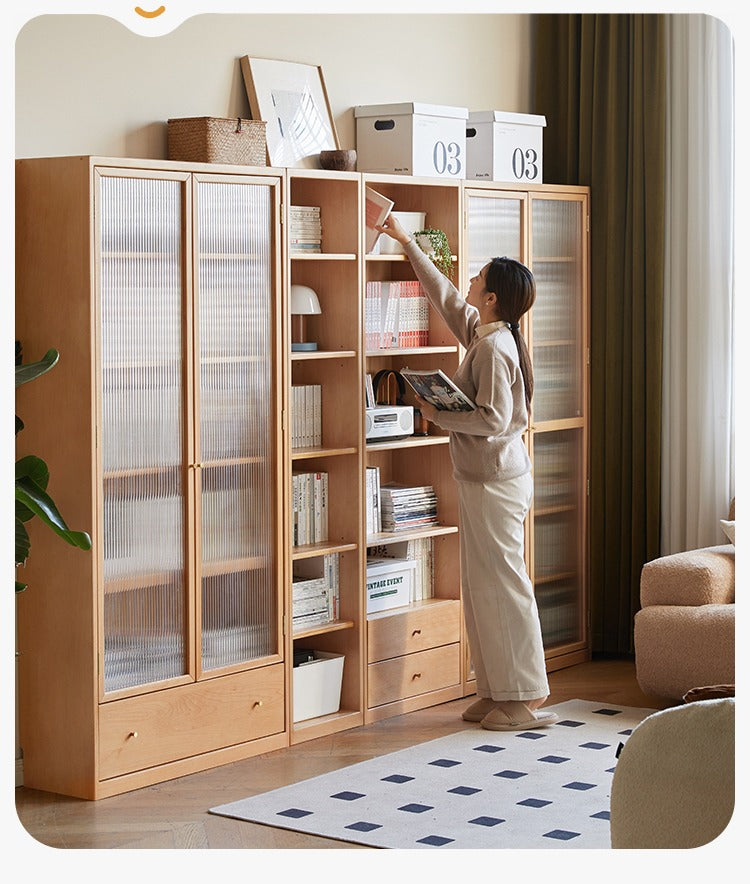Beech Solid Wood Bookcase Combination Cabinet
