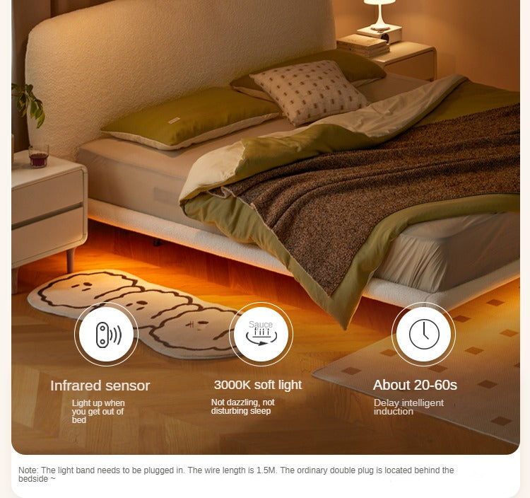 Fabric Soft Luminous White Suspension Imitation Lamb Fleece Bed