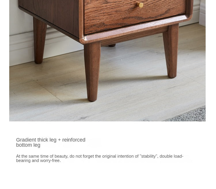 Oak Solid Wood Side Cabinet, Walnut Color