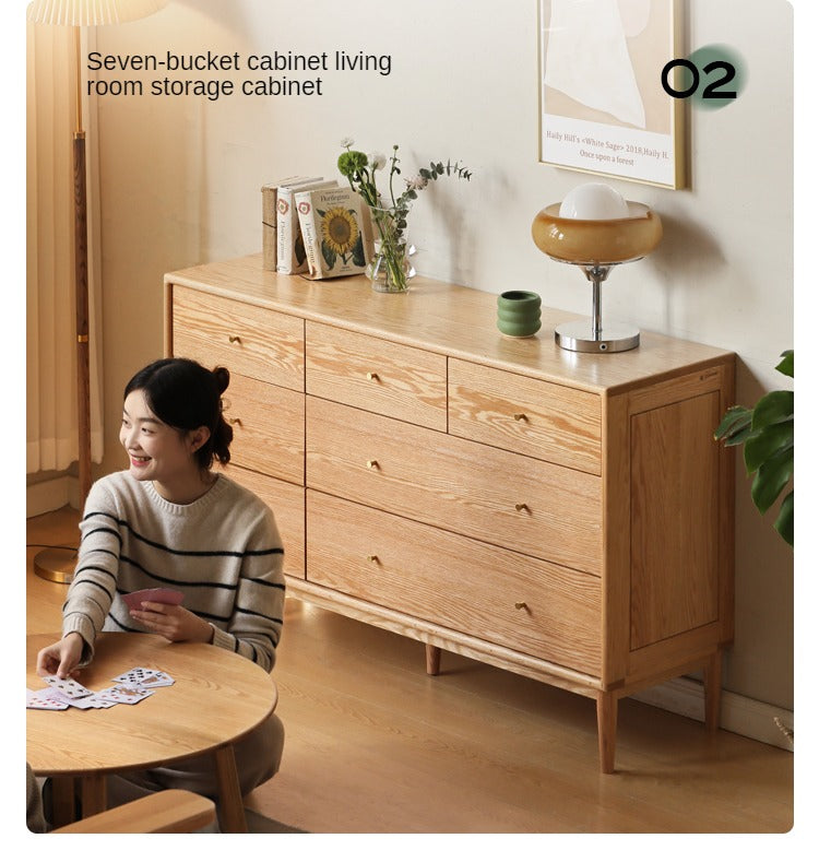 Oak Solid Wood, Solid RubberWood Nordic Chest of Drawers