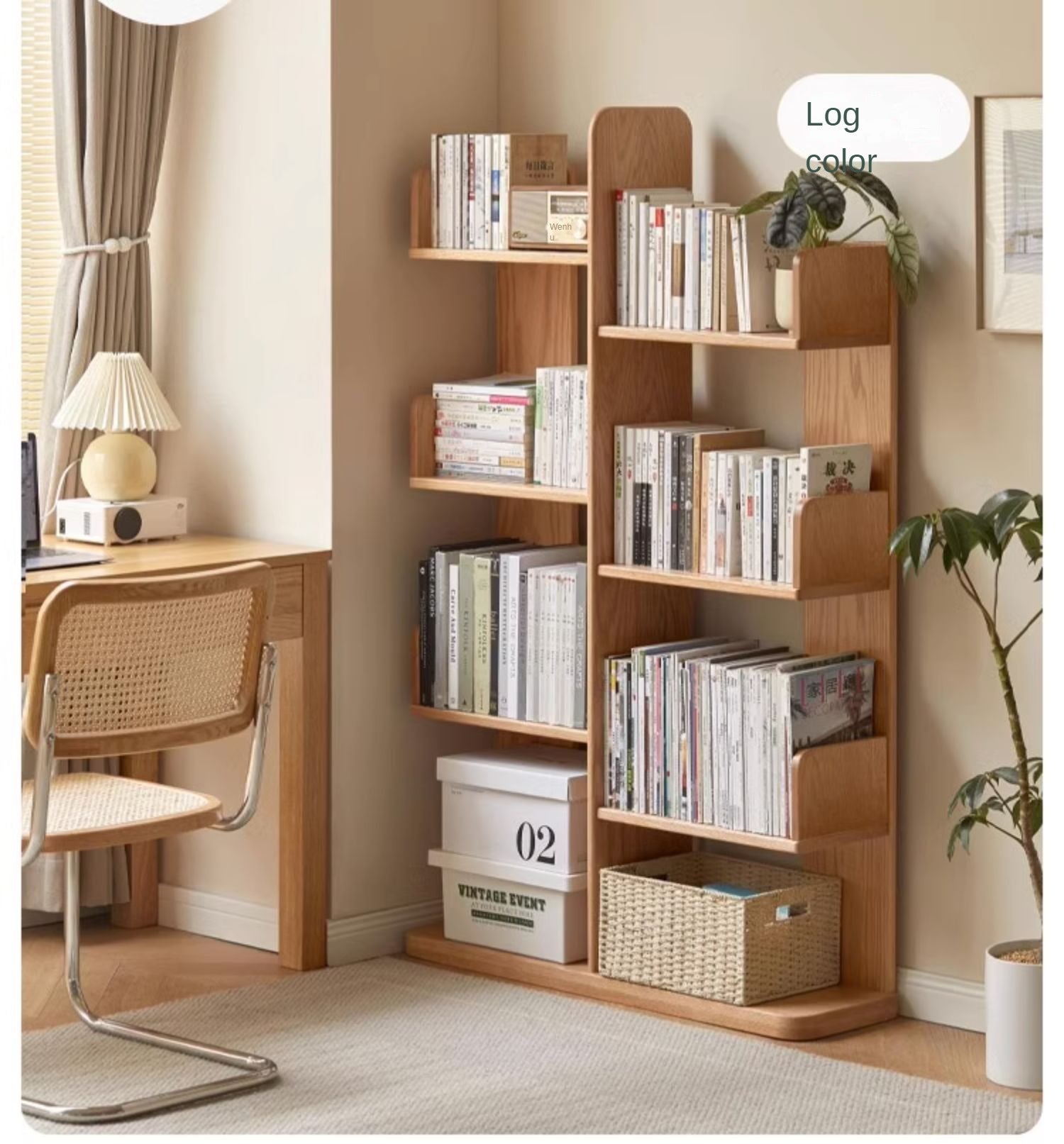 Oak Solid Wood Floor-Standing Bookshelf