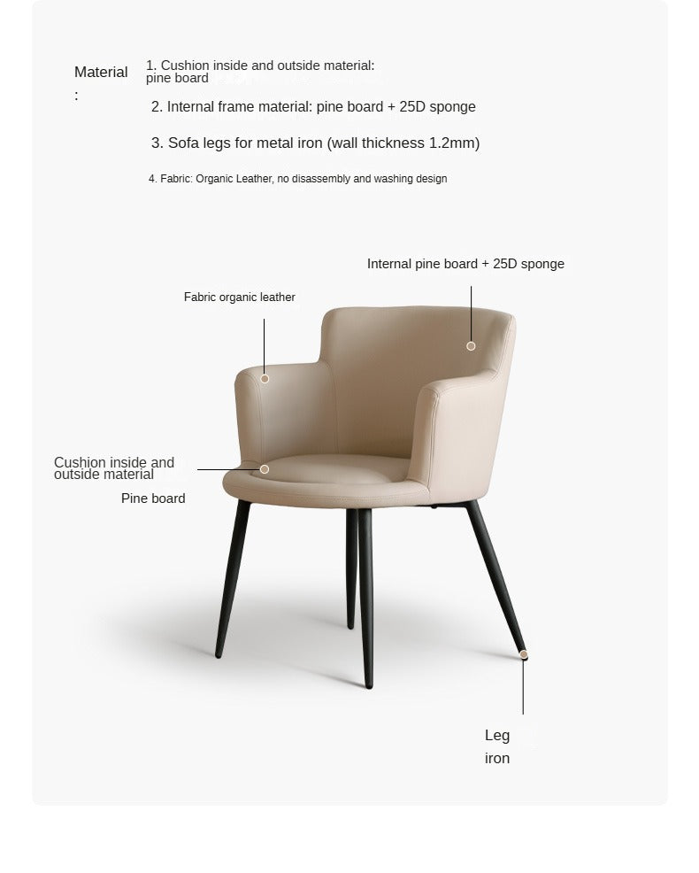 Organic Leather Soft Comfortable Italian Light Luxury Computer Chair