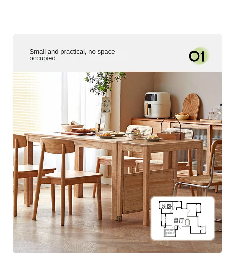 Oak Solid Wood Edge Table, Movable Small Table
