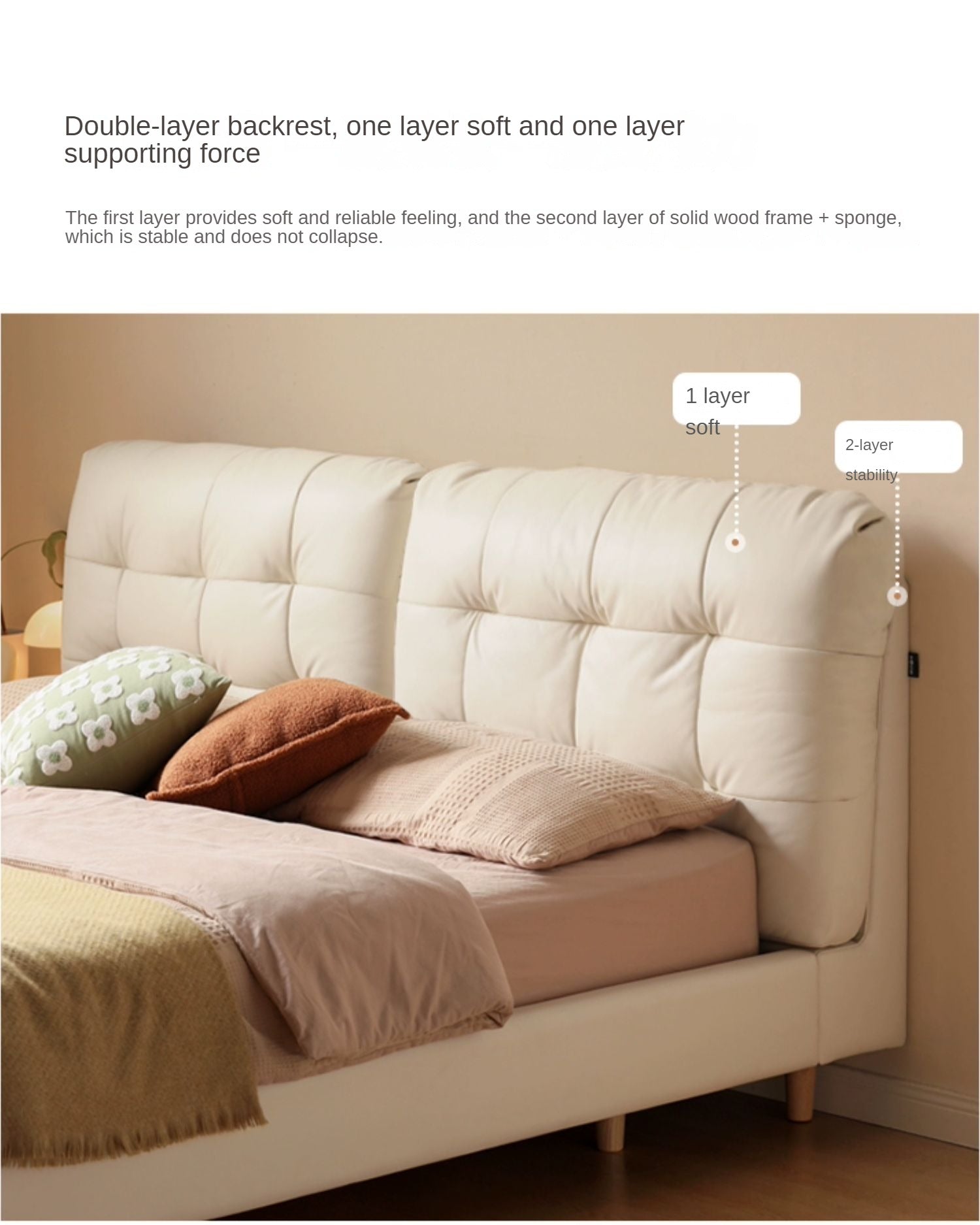 First Layer Cowhide Cream Style Suspension Bed