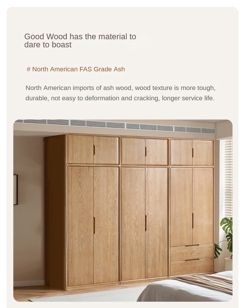 Ash Solid Wood Wardrobe Modern.
