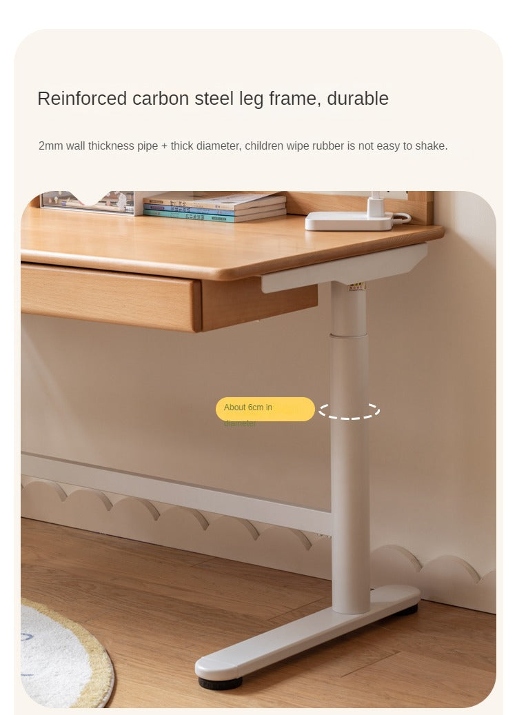 Beech Solid Wood Children's Electric Lifting Study Table