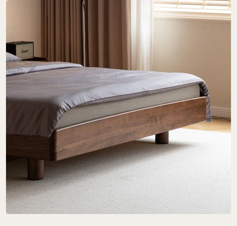 Black Walnut, Ash Solid Wood Leather Simple High Soft Back Bed
