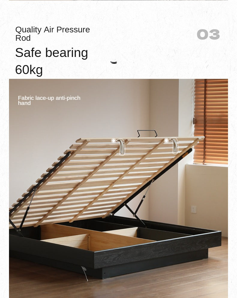 Oak Solid Wood Suspended Box Platform Bed, Headboard-Free Bed.