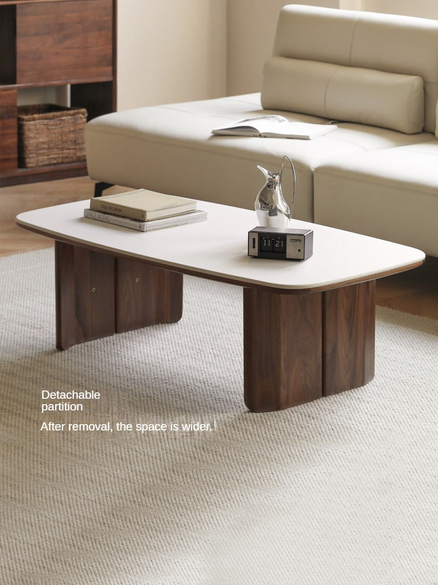 Rubber, Black Walnut, Сherry Solid Wood Rock Plate Coffee Table