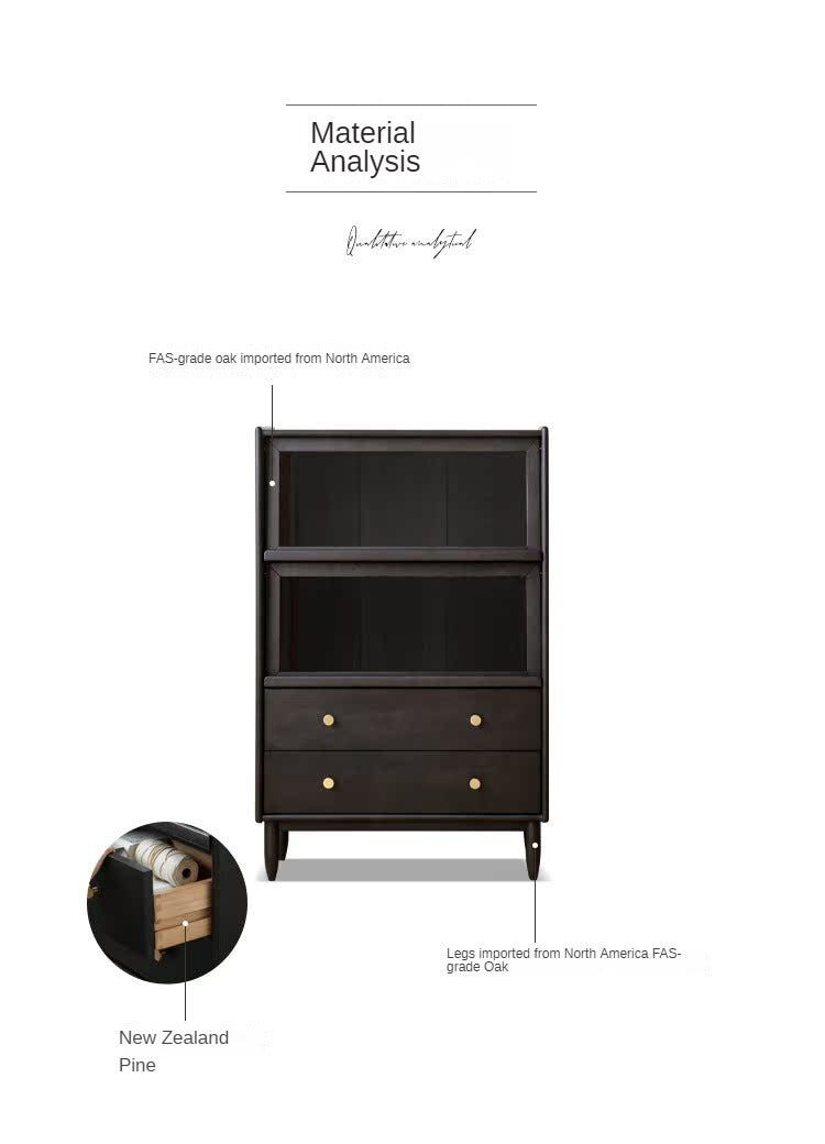 Oak, Ash Solid Wood Side Cabinet LED Lights Smoked