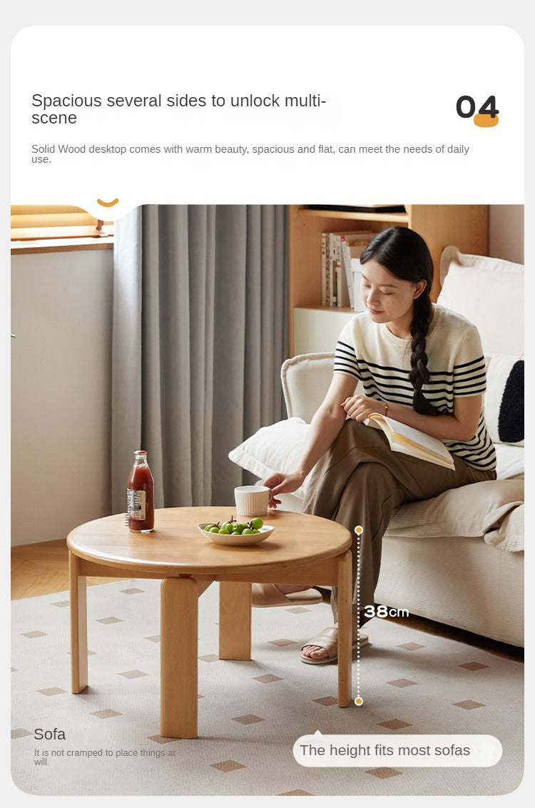 Beech Solid Wood Modern European Round Coffee Table