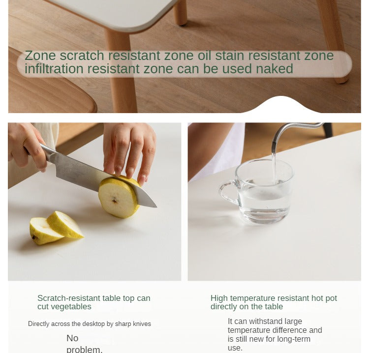 Beech Solid Wood Dining Table With Rock Slab Surface
