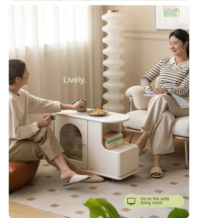 Solid RubberWood Edge Side Table French Cream Style