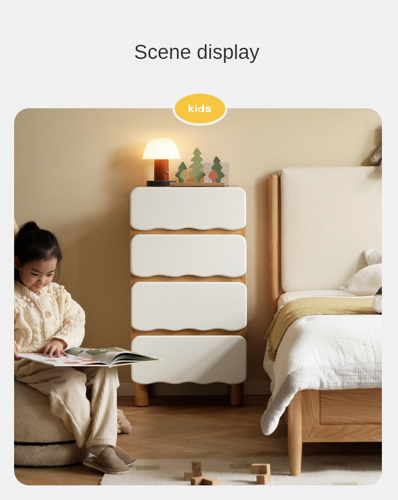 Oak Solid Wood Children's Narrow Cabinet High Drawer Storage