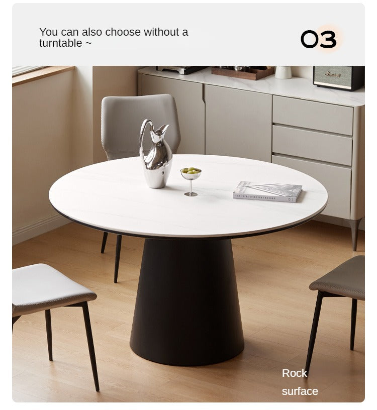 Black Walnut, Oak Solid Wood, Sandalwood Rock Slab Round Dining Table