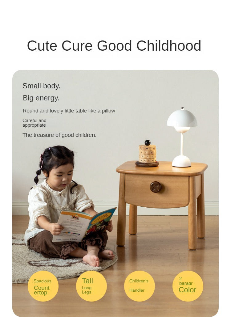 Beech, Rubber Solid Wood Modern Children's Nightstand