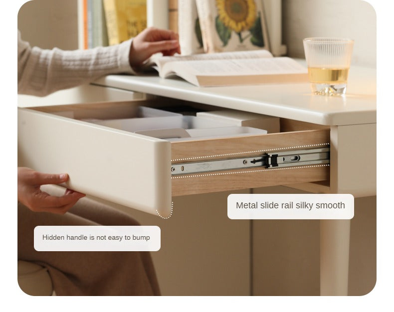 Rubberwood Solid Wood Retractable Desk and Bookshelf