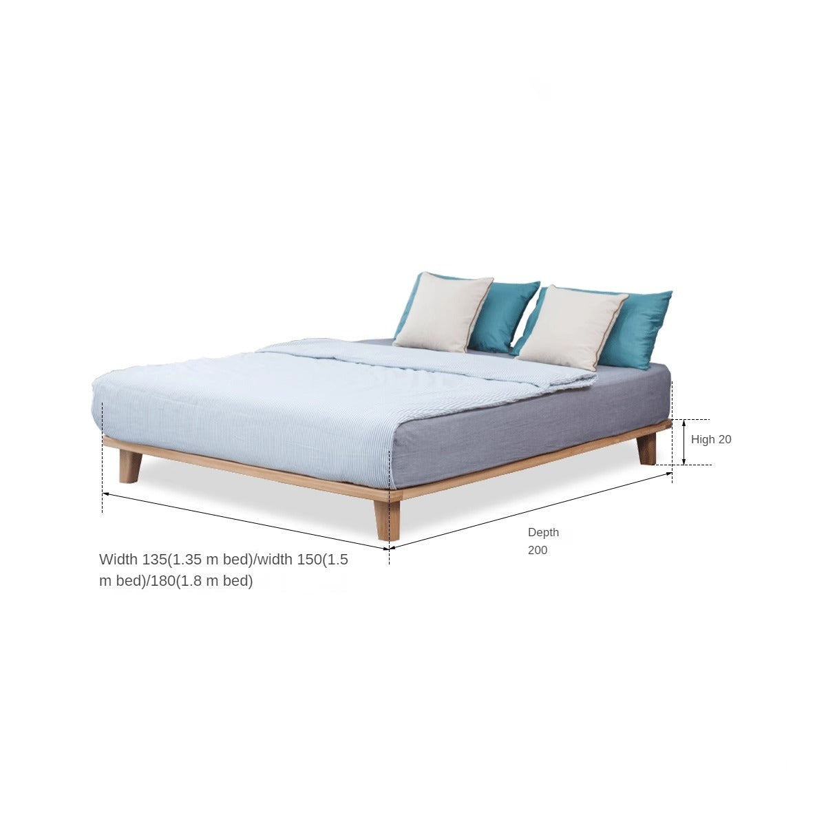 Oak solid wood tatami bed no headboard"
