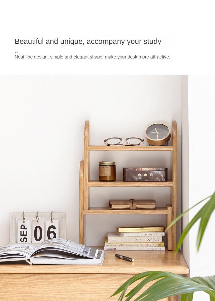 Oak, Rubberwood Solid Wood Small Bookcase Simple Study Telescopic Organizing Shelf Nordic<