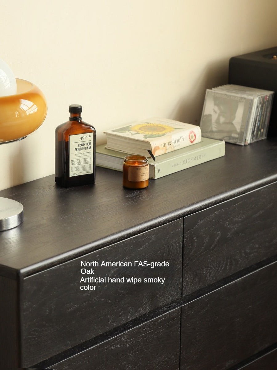 Oak Solid Wood Black Chest of Drawers