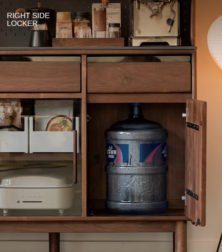 Black Walnut, Sandalwood Solid Wood Light Luxury Rock Plate Sideboard