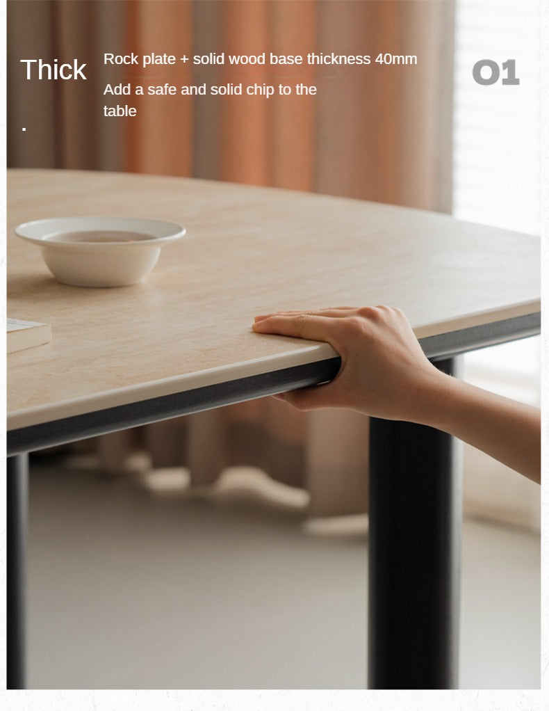 Solid Rubberwood travertine slate Dining Table