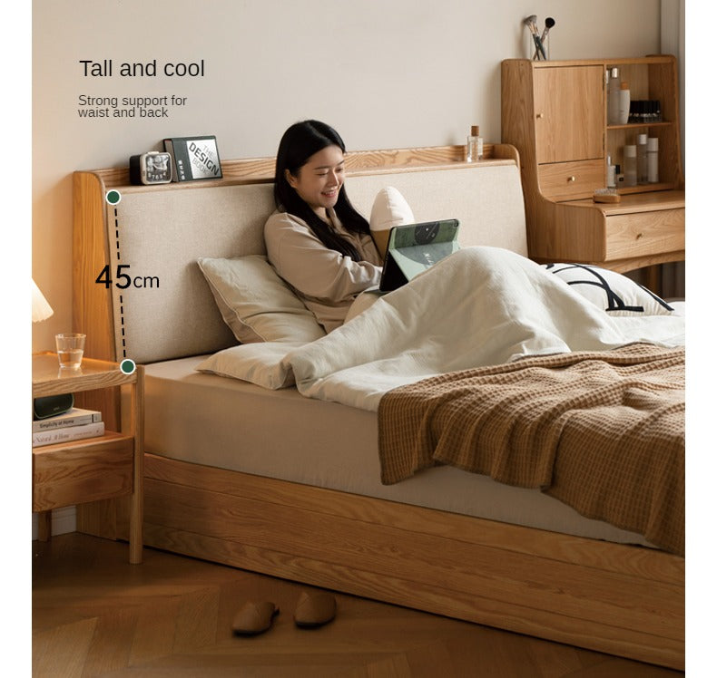 Oak Solid Wood Box Bed Storage Bed Technology Loth, Fabric