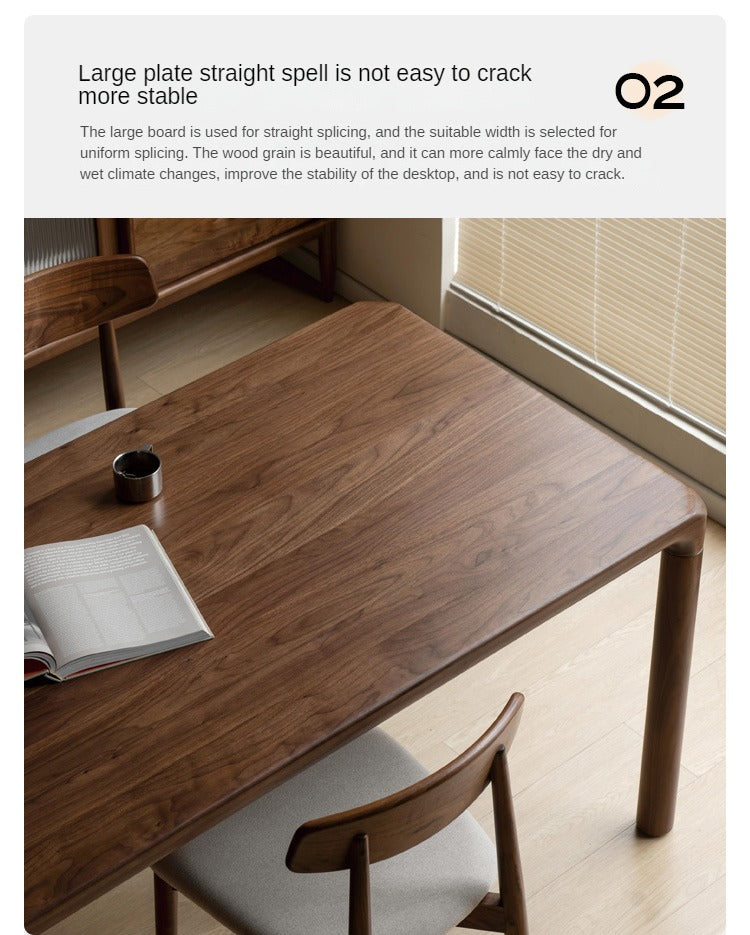 Black Walnut, Ash Solid Wood Rectangular Dining Table