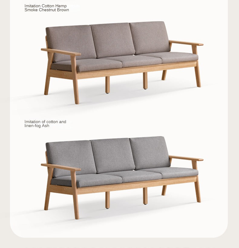 Oak Solid Wood Japanese-style Fabric Sofa