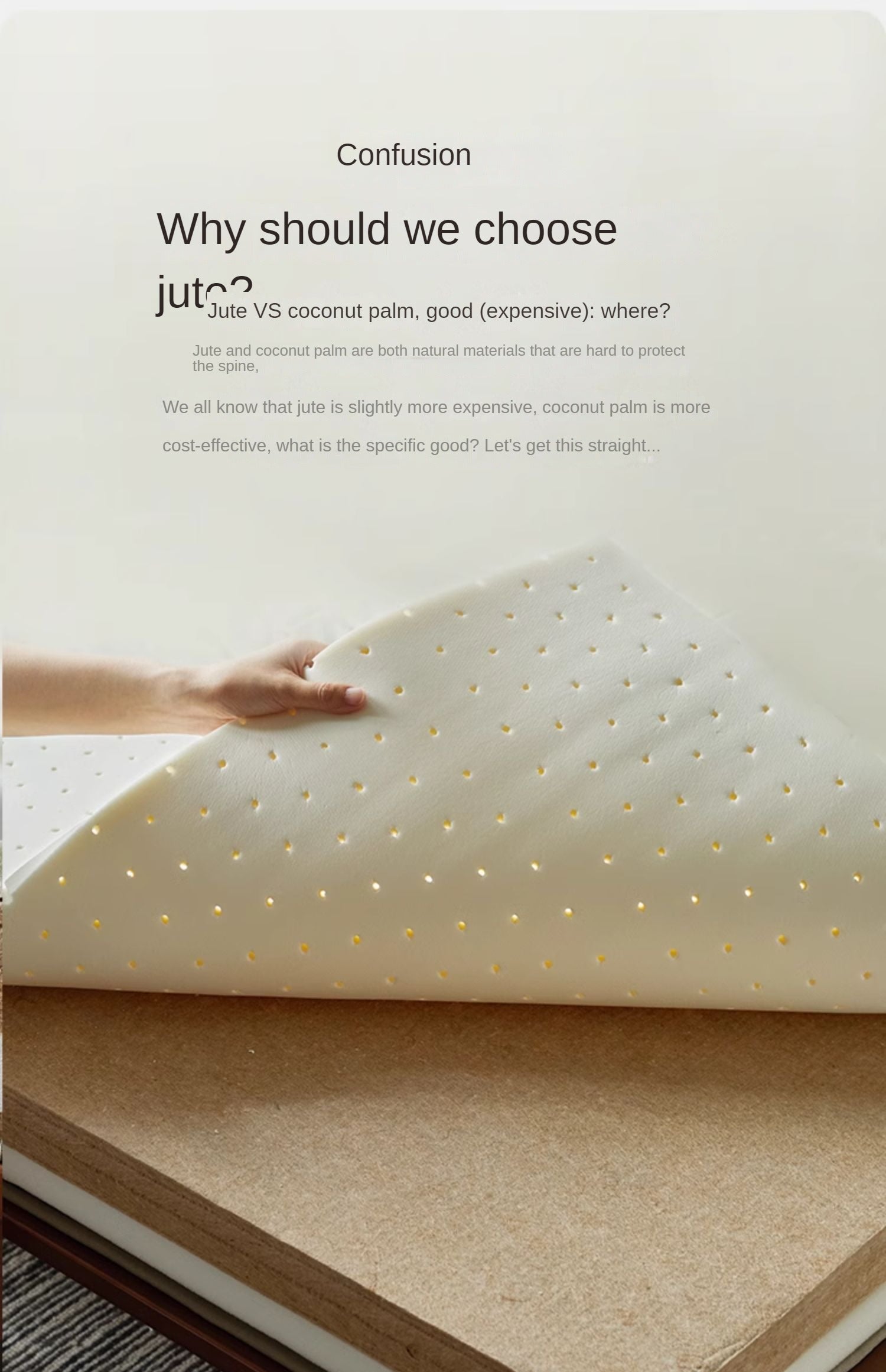 Natural jute Latex Mattress, No-Glue, Antibacterial, Anti-Mite, Hard Hemp Pad 12cm, 10cm, 8cm