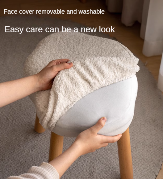 Beech, birch solid wood Nordic lamb velvet cloud makeup stool.