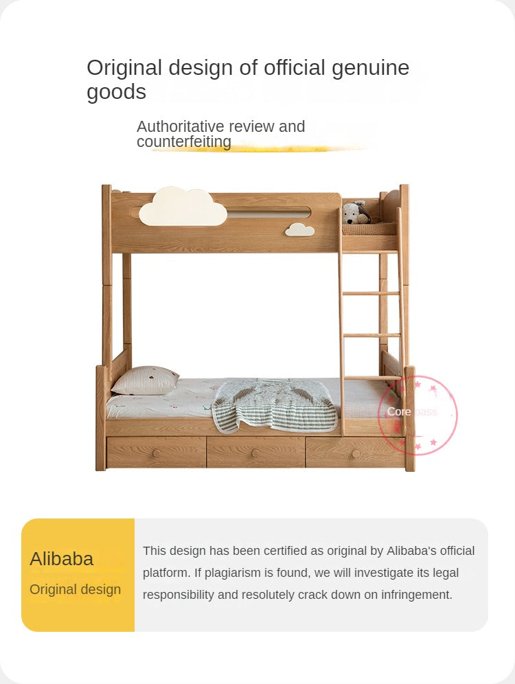 Oak solid wood Multi-functional Bunk Bed.