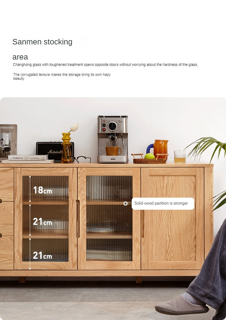 Oak Solid Wood Sideboard Storage Cabinet
