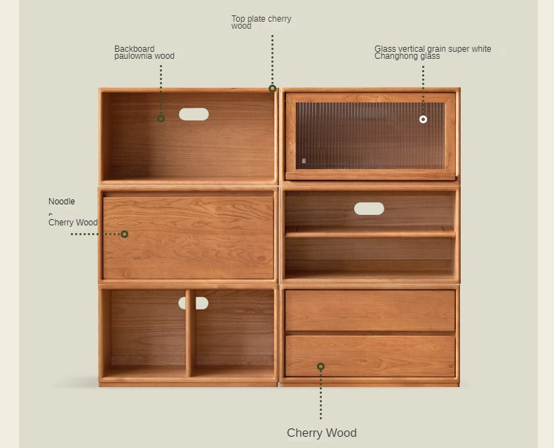 Cherry Solid Wood Free Combination Bookcase.