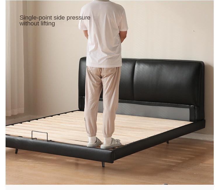 Genuine Leather Bed Italian Light Luxury Head Layer Cowhide