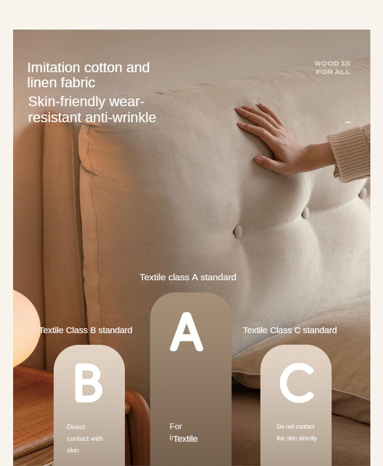 Fabric Soft Bed White Cream Style