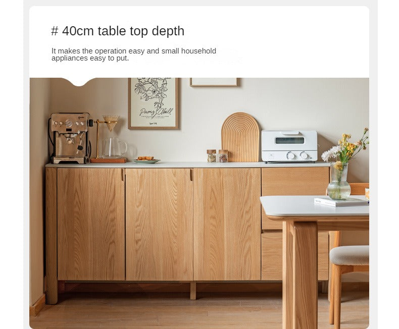 Oak Solid Wood Rock Board Dinner Cabinet
